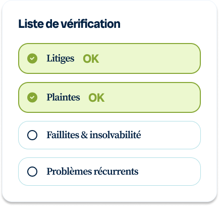 Liste de vérification du dossier